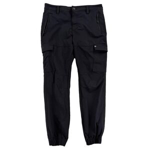 Fried Denim Pants Mens 32x30 Black Nylon Cargo Jogger Stretch Zip Pockets Casual